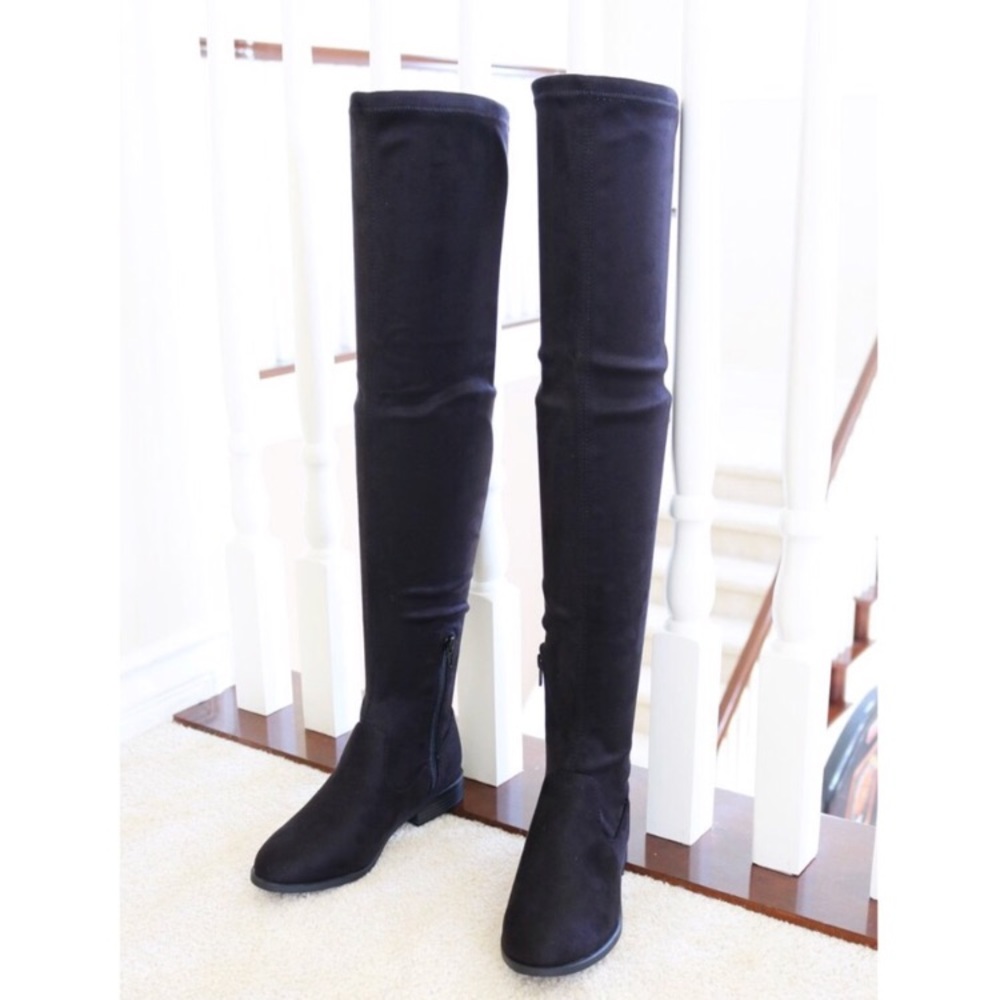 Black suede over the knee boot